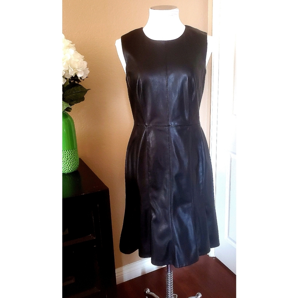Calvin Klein black faux leather dress